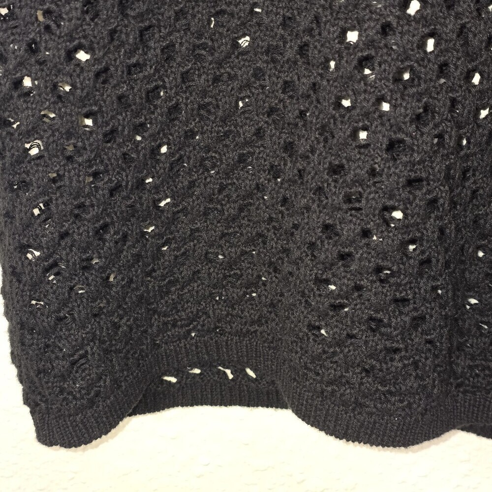 LNA Black Open Knit Crochet Sweater Top S Y2K Grunge Sheer Boxy Cropped - Picture 7 of 9